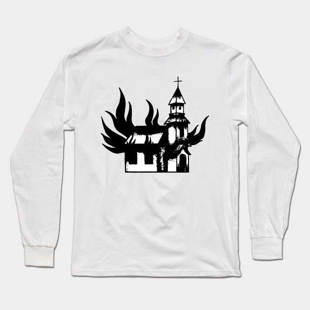 Burning Church Long Sleeve T-Shirt by LadyMorgan
